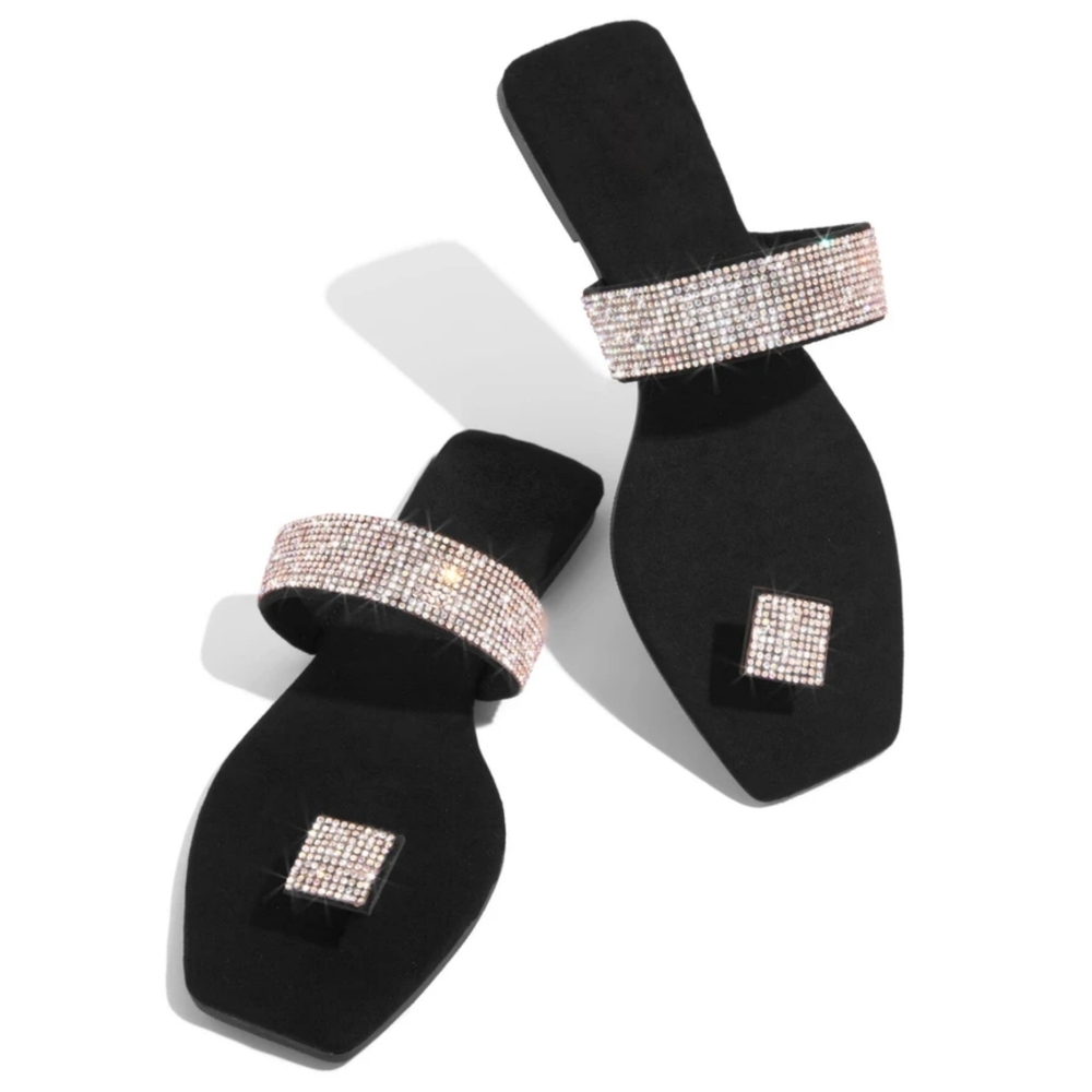 𝙇𝙖𝙨𝙩 𝙎𝙞𝙯 6 🖤Rhinestone Emblished Squared - Picture 2 of 9